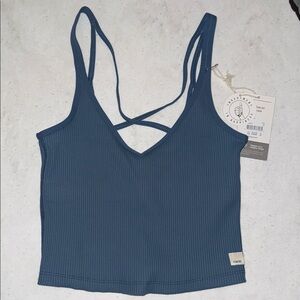 Vuori Blue Ribbed Camisole Top